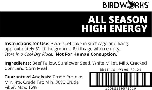 Heath Outdoor Products High Energy Suet Cake - All Season, Case of 18 for Wild Birds
