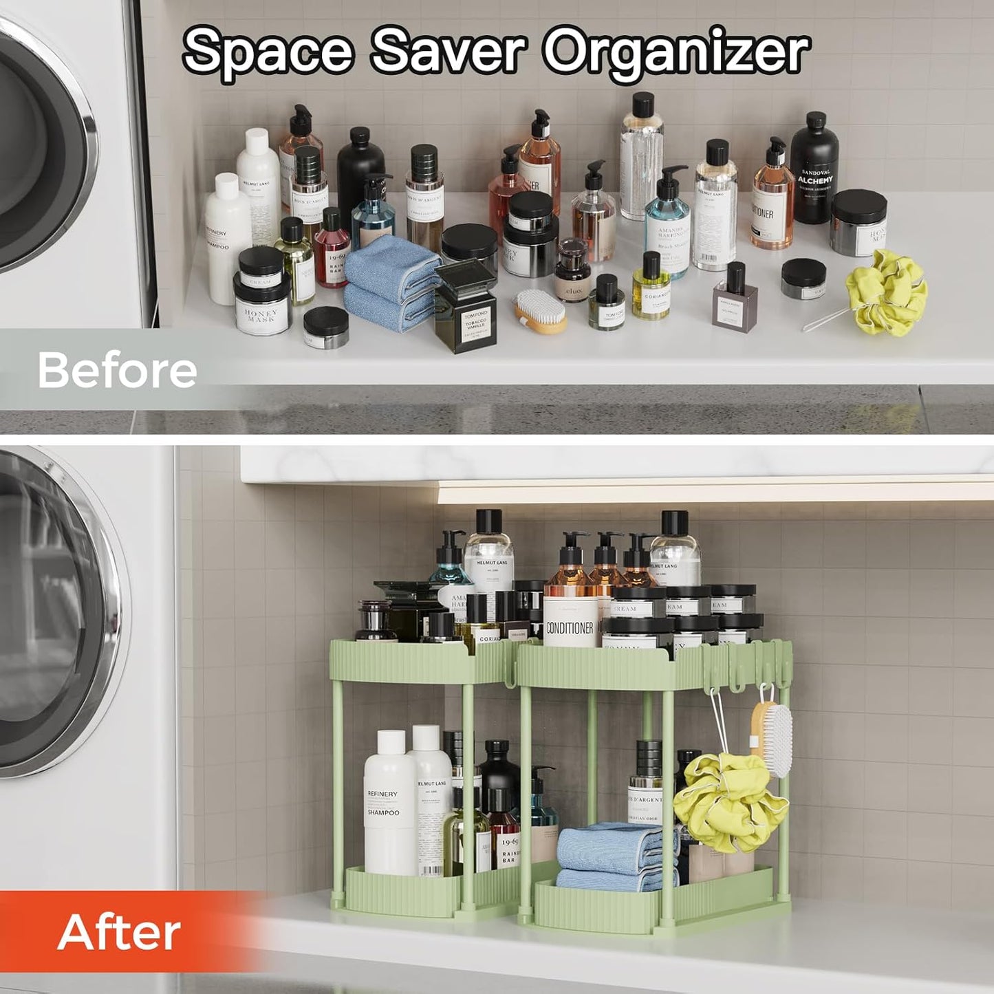 Ukeetap Multi-Purpose Pull-Out Storage Organizers - Under Sink & Cabinet Solutions, 12.8 Inch, Green