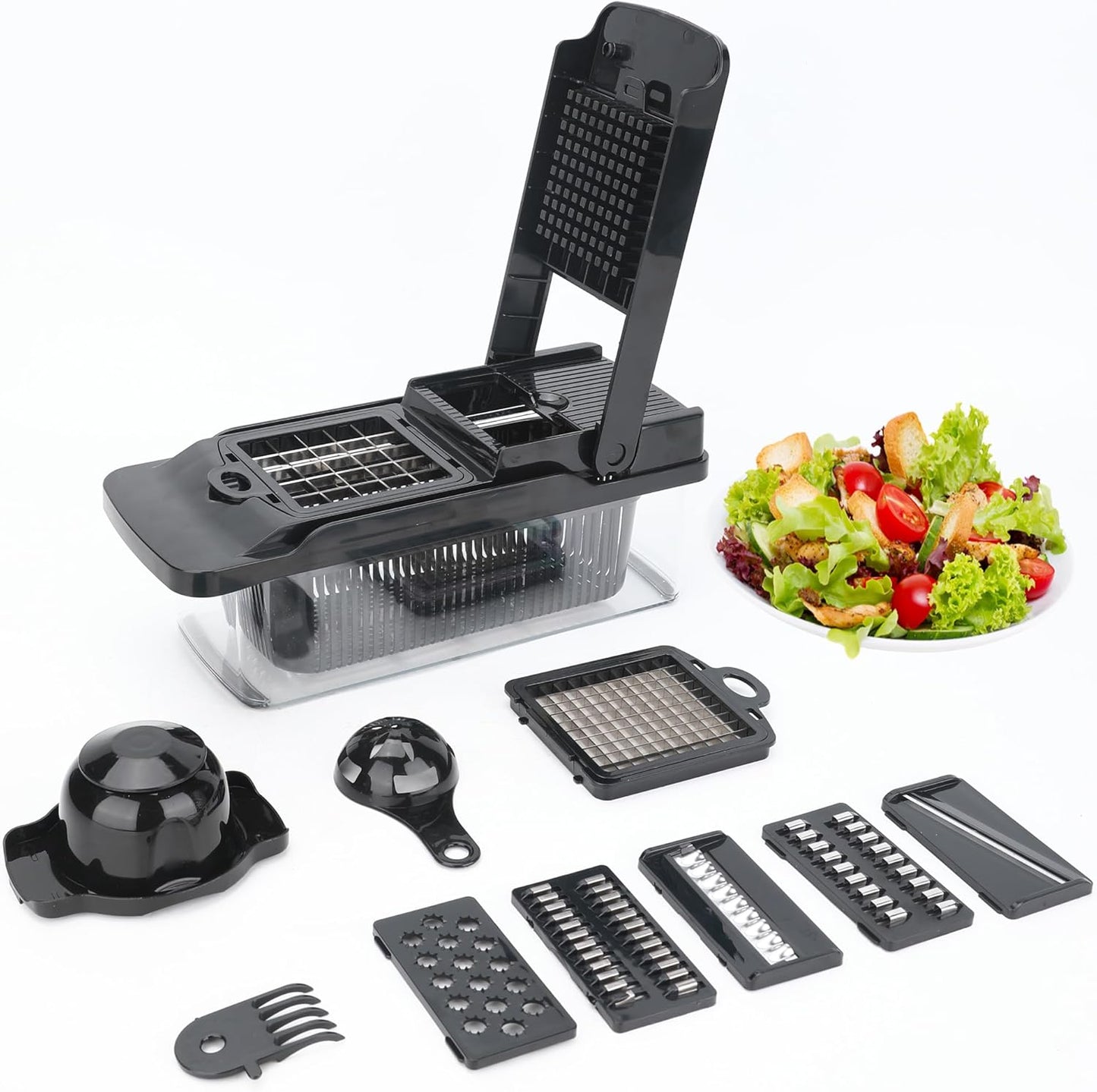 Skiennix Vegetable Chopper 14-in-1 - Multifunctional Stainless Steel Onion Dicer & Mandoline Slicer