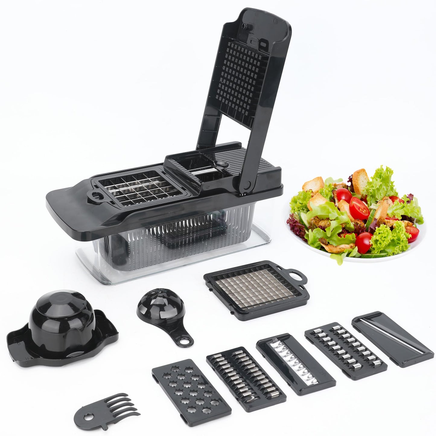 Vegetable Chopper 14 in 1 with Stainless Steel Blades – Multifunctional Onion Chopper, Mandoline Slicer, Food Dicer, Kitchen Cutter Set and must have Kitchen appliances and tools