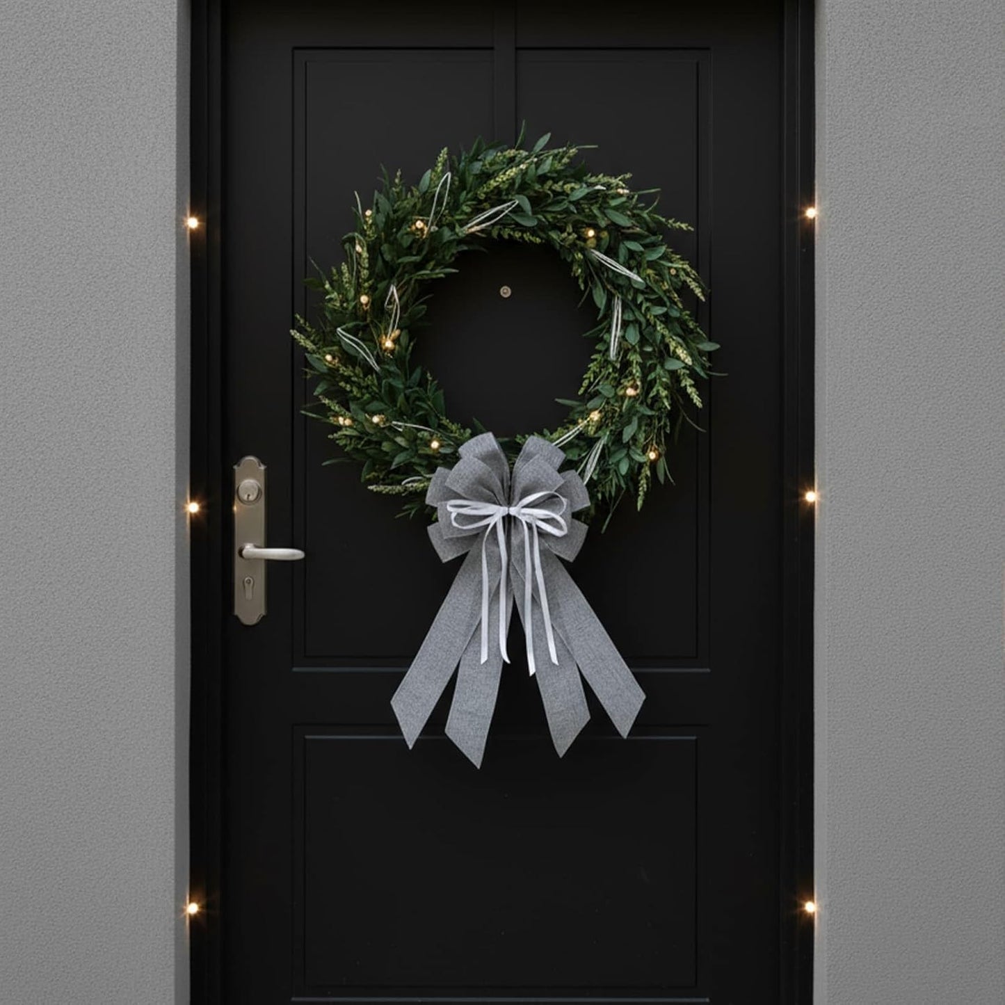 YKW Large Gray Burlap Bow - 20x11 Inch Modern Farmhouse Wreath Decor | Versatile Indoor/Outdoor Holiday Accent