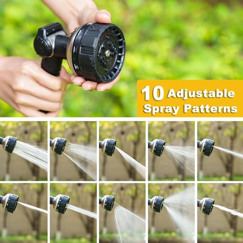 FANHAO Heavy Duty Metal Garden Hose Nozzle - 10 Spray Patterns & High Pressure Control | Ideal for Plants, Cars & Pets