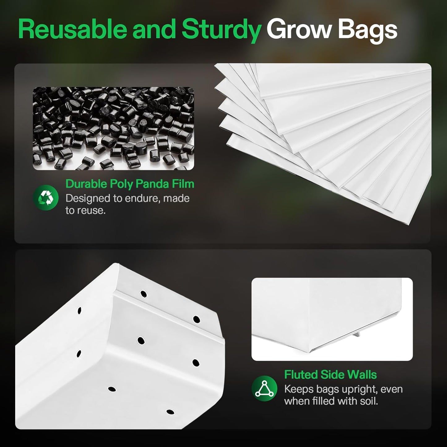 VIVOSUN 50-Pack Grow Bags - Durable 1 Gallon Black-and-White Panda Film Containers for Seedlings
