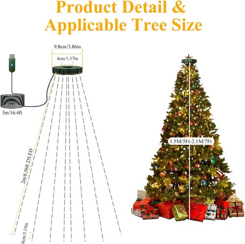 Btfarm Christmas Tree Lights - 400 LED USB Fairy Lights with Remote | 6.6FT Waterproof, 8 Modes, Warm White