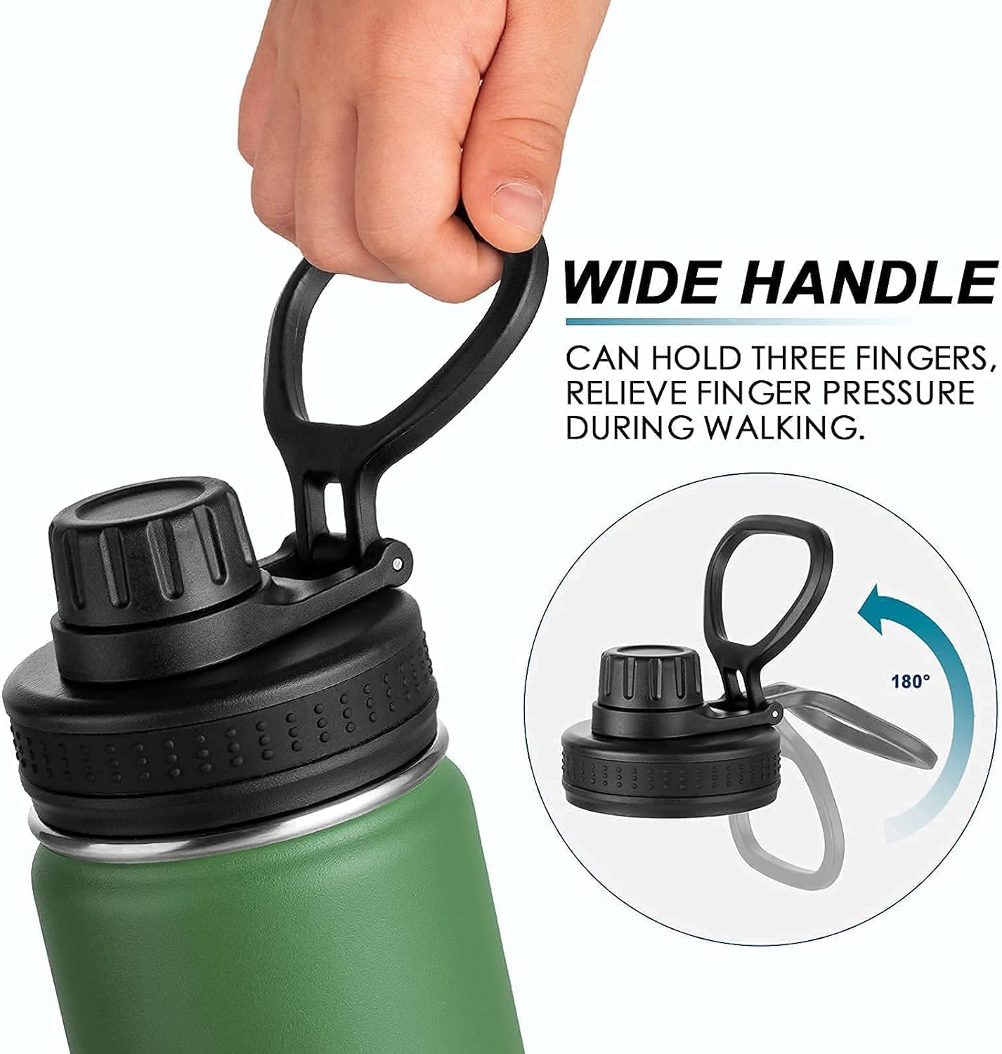 Koodee 12 Oz Stainless Steel Water Bottle - Vacuum Insulated, Leakproof Spout Lid | BPA-Free Grass Green