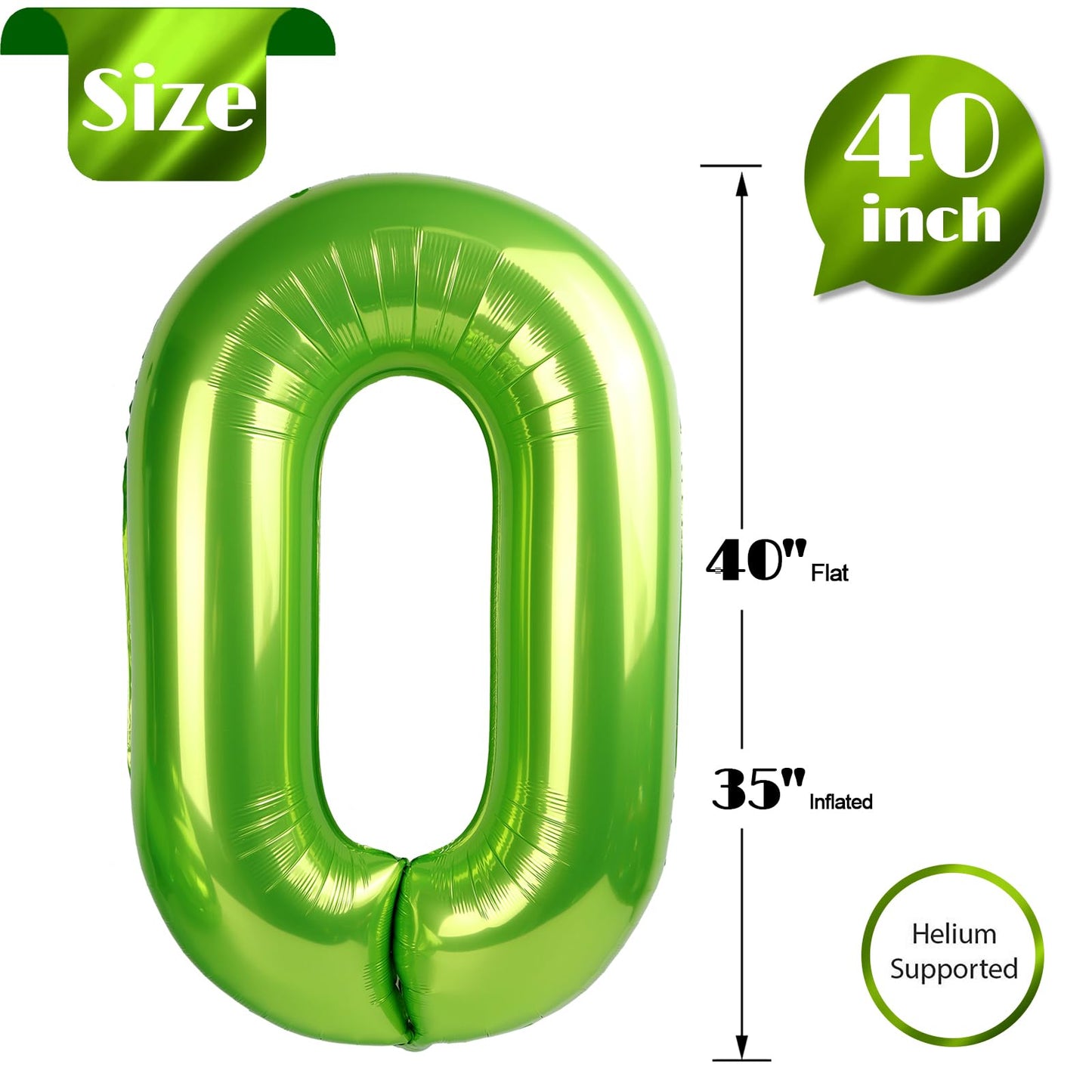 Light Green Number Balloon 40 Inch, 0 Number Balloons, 10 20 30 40 50 Numbers Balloon Birthday Decorations, Party Supplies for Women