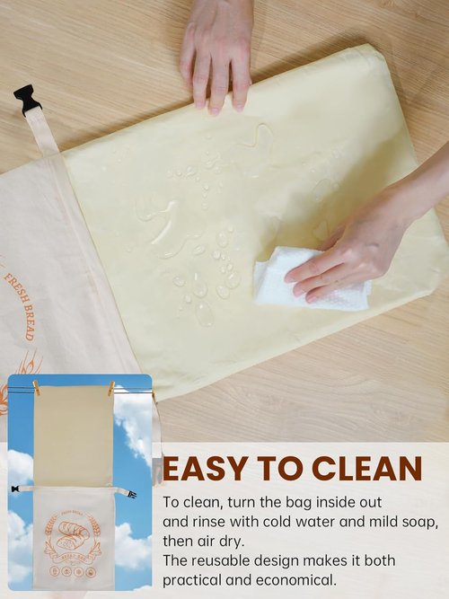 Beeswax Bread Bags by [Brand Name] - XL Sourdough Storage Bags | Keep Homemade Bread Fresh (Off-White)