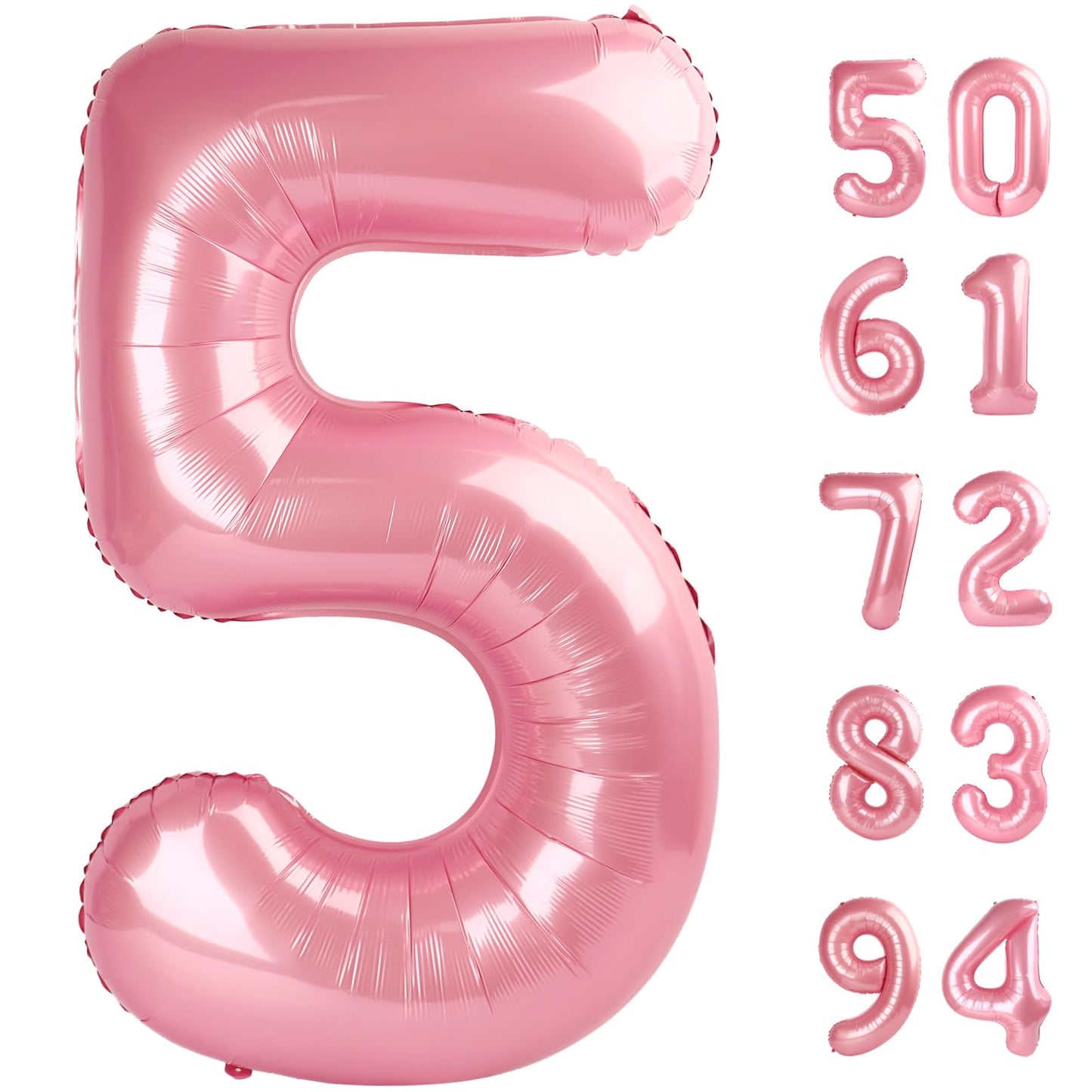Pearlescent Pink 5 Balloon, Number Balloons 40 Inch, 5th Birthday Balloon Decorations, Pastel Pink Party Supplies, 5 Number Balloons, Number 5 Balloon