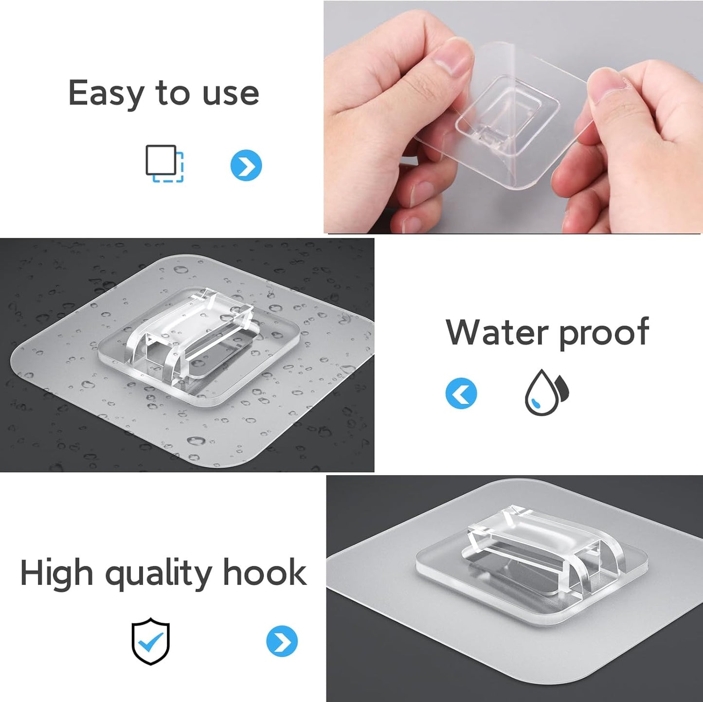 Lsnisni Shower Caddy Adhesive Replacement - Waterproof Shelf Strips & Strong Hooks | 14 Pack, Clear