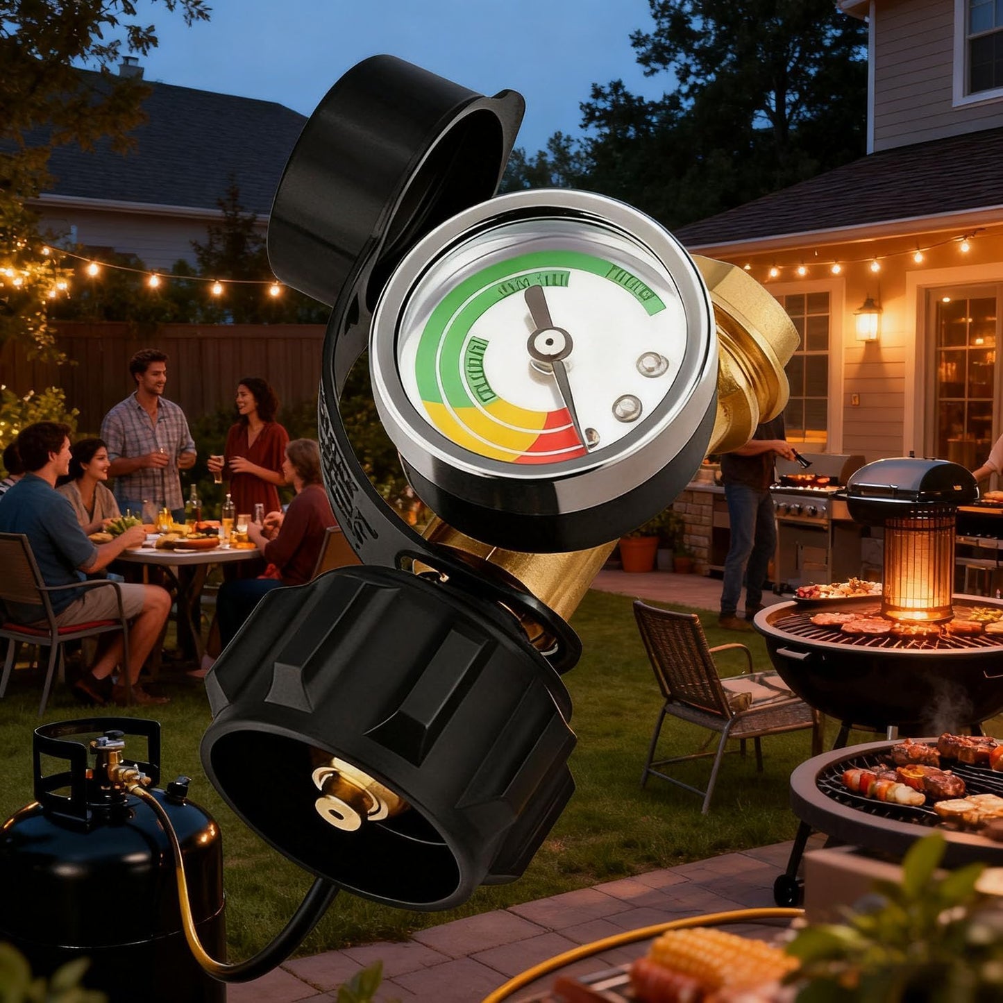 Propane Tank Gauge - Solid Brass Gas Pressure Meter | Easy Read Level Indicator for 5-40 LB Cylinders