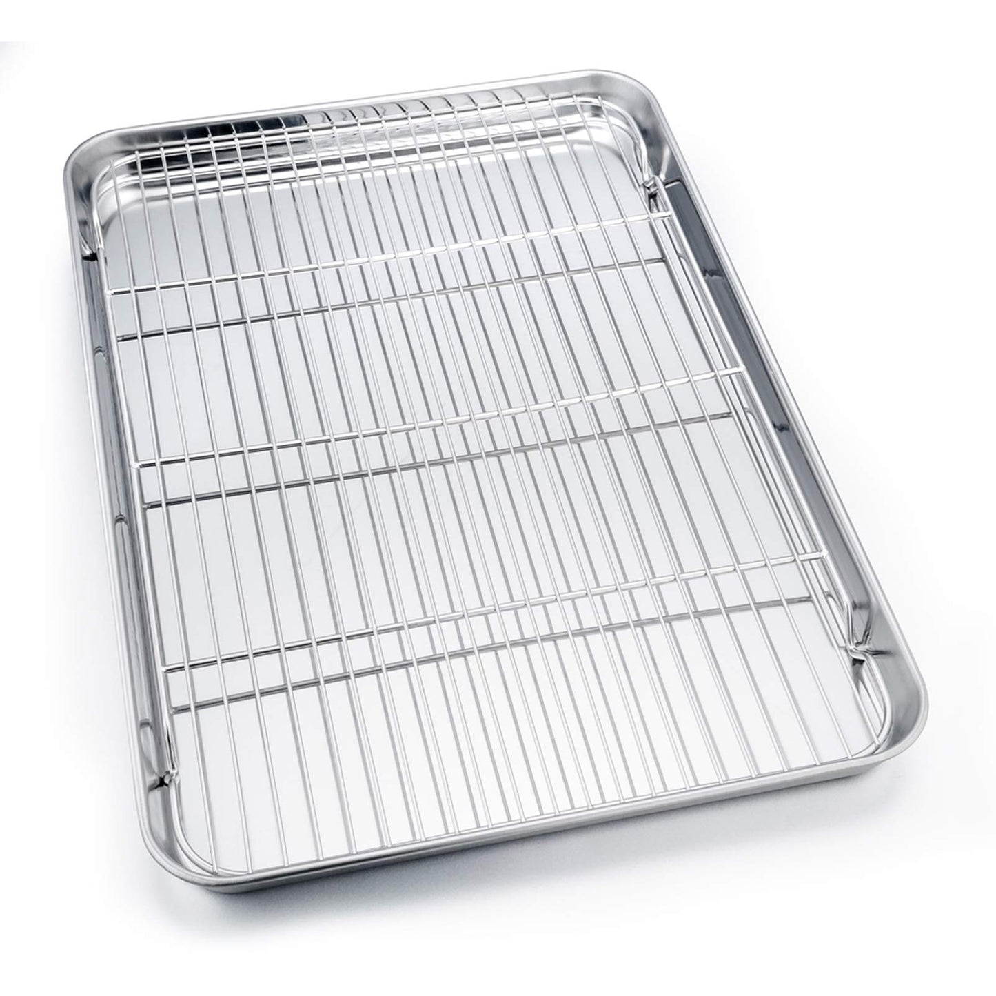 P&P CHEF 19.6 Inch Baking Sheet Pan with Rack Set, Stainless Steel Cookie Sheet Pan Tray with Cooling Rack for Oven Use, Cooking Roasting, Non Toxic & Dishwasher Safe, Heavy Duty