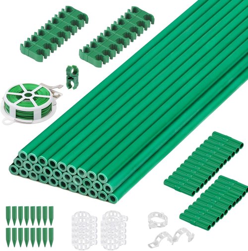Cludoo 94PCS Garden Stakes Set - Durable Fiberglass Plant Supports for Tomatoes & Vegetables | 4ft-7ft