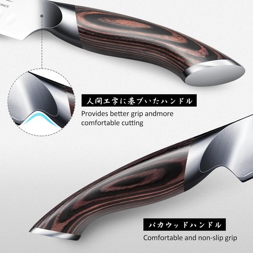 HOSHANHO Carving Knife Set - 3PCS Japanese High Carbon Steel Knives with Ergonomic Pakkawood Handle