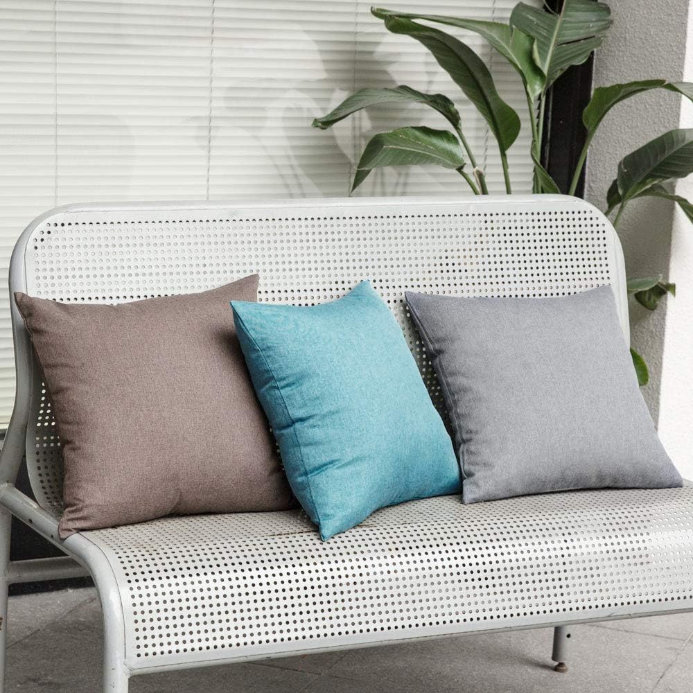MIULEE Decorative Outdoor Throw Pillow Covers - Waterproof Faux Linen Cushion Cases | 18x18 Inch Turquoise, Pack of 2