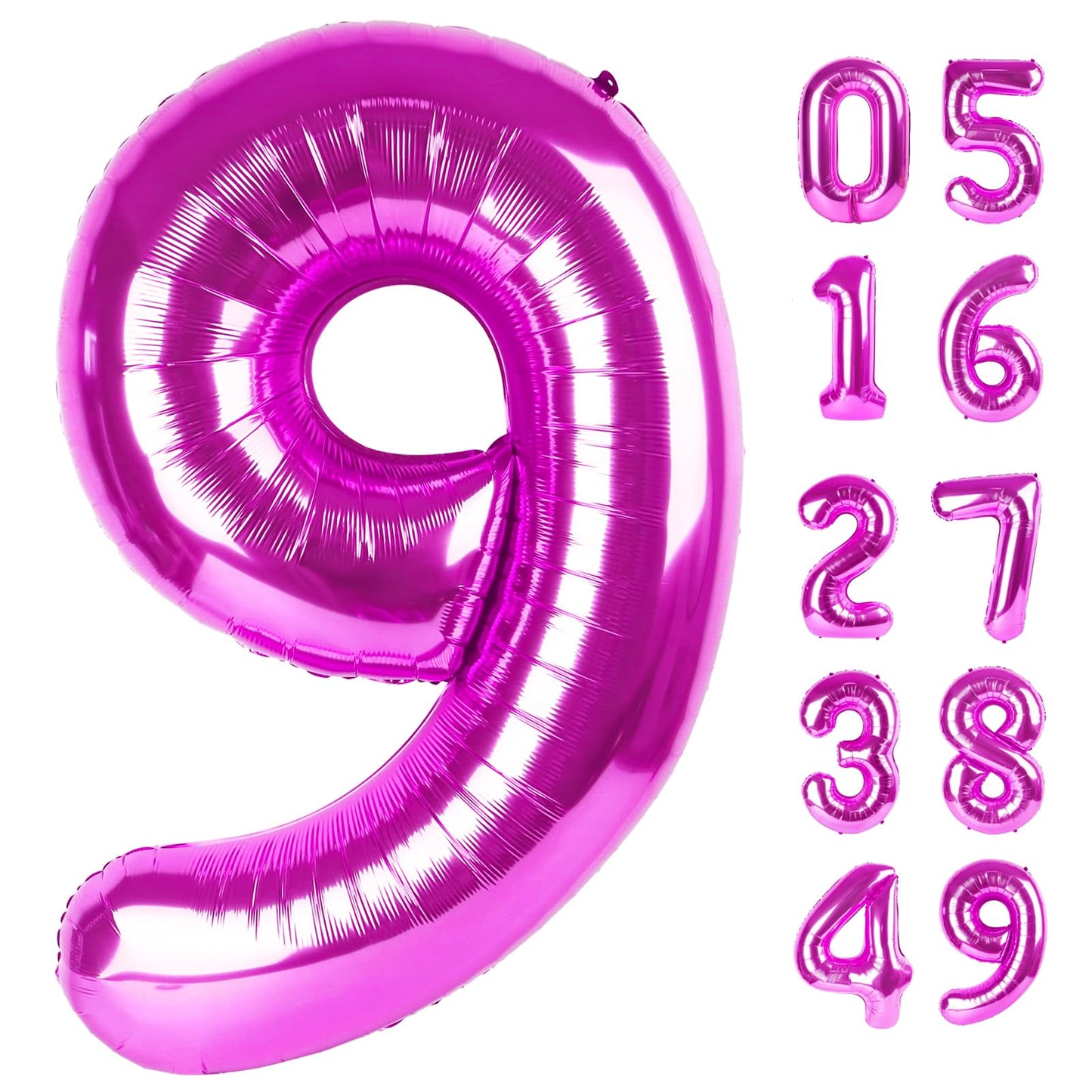Rosy Purple 9 Balloon, Number Balloons 40 Inch, 9th Giant Birthday Decorations for Girls, 19th 29th Party Decorations Supplies, Number 9 Balloon