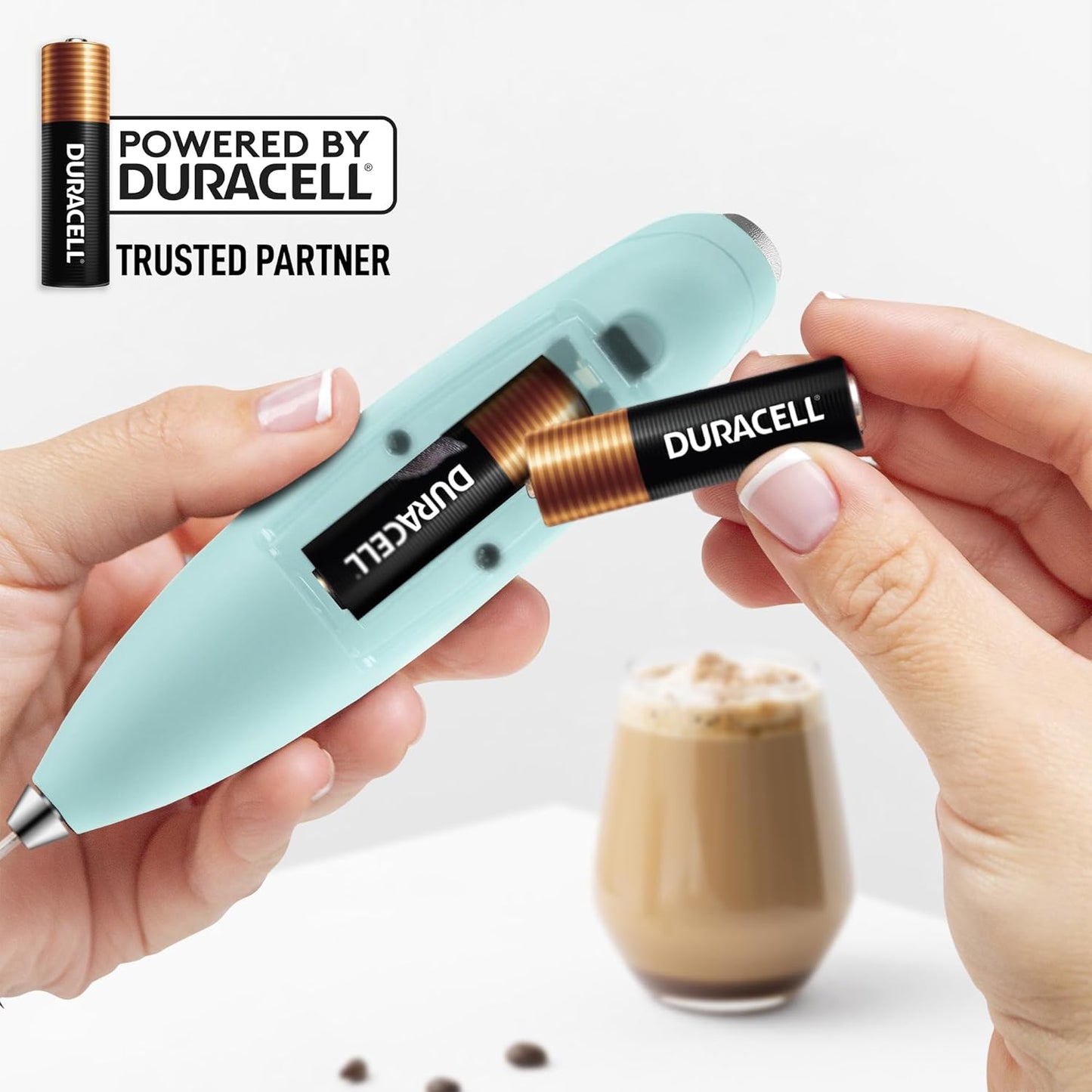 Zulay Kitchen Tornado Triple Whisk Milk Frother - Handheld Foam Maker for Coffee & Lattes - Mint Color with 4 Duracell Batteries