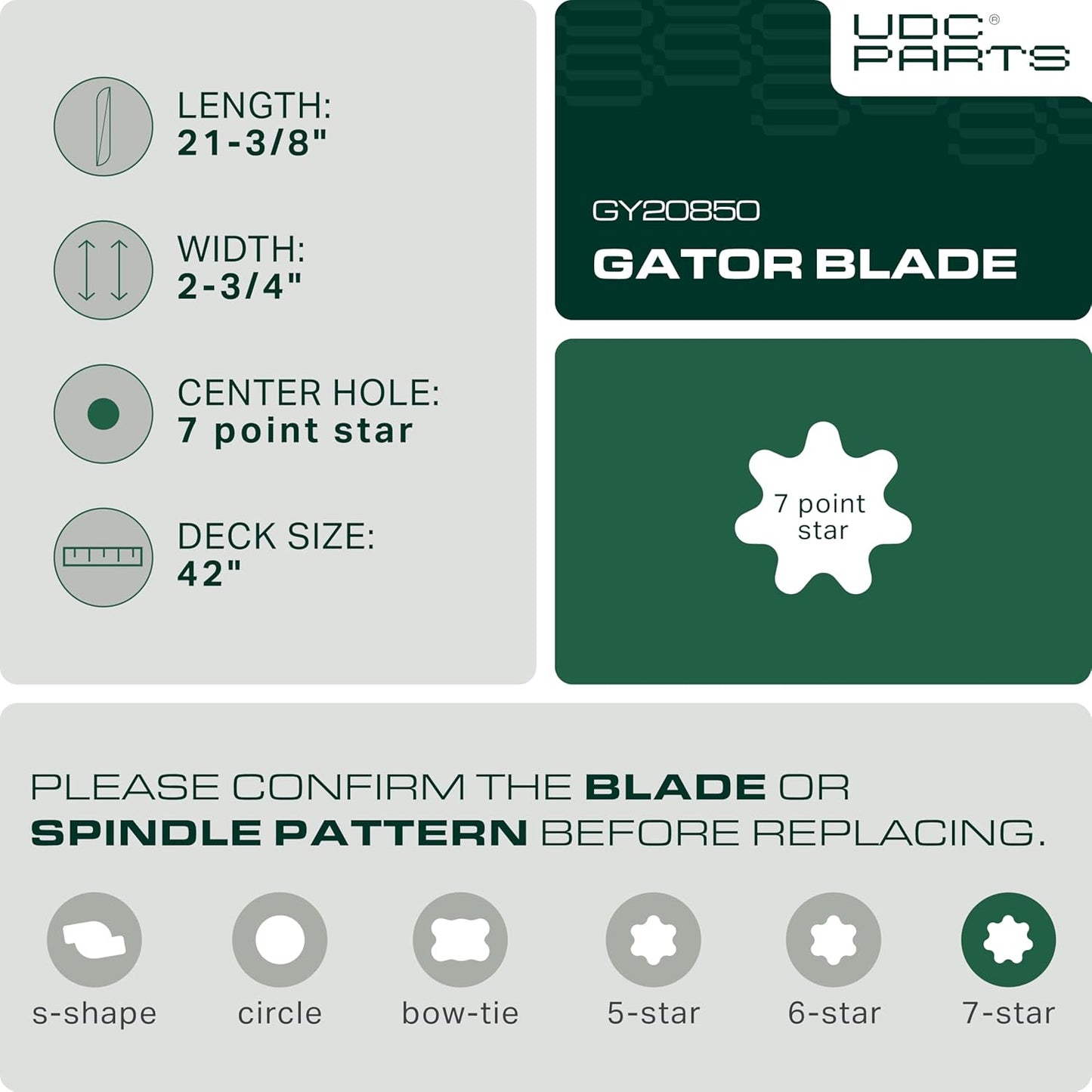 UDC Parts GY20850 Mower Blades Replacement - Fits John Deere 42" S100 E100 E120 | 2 Pack