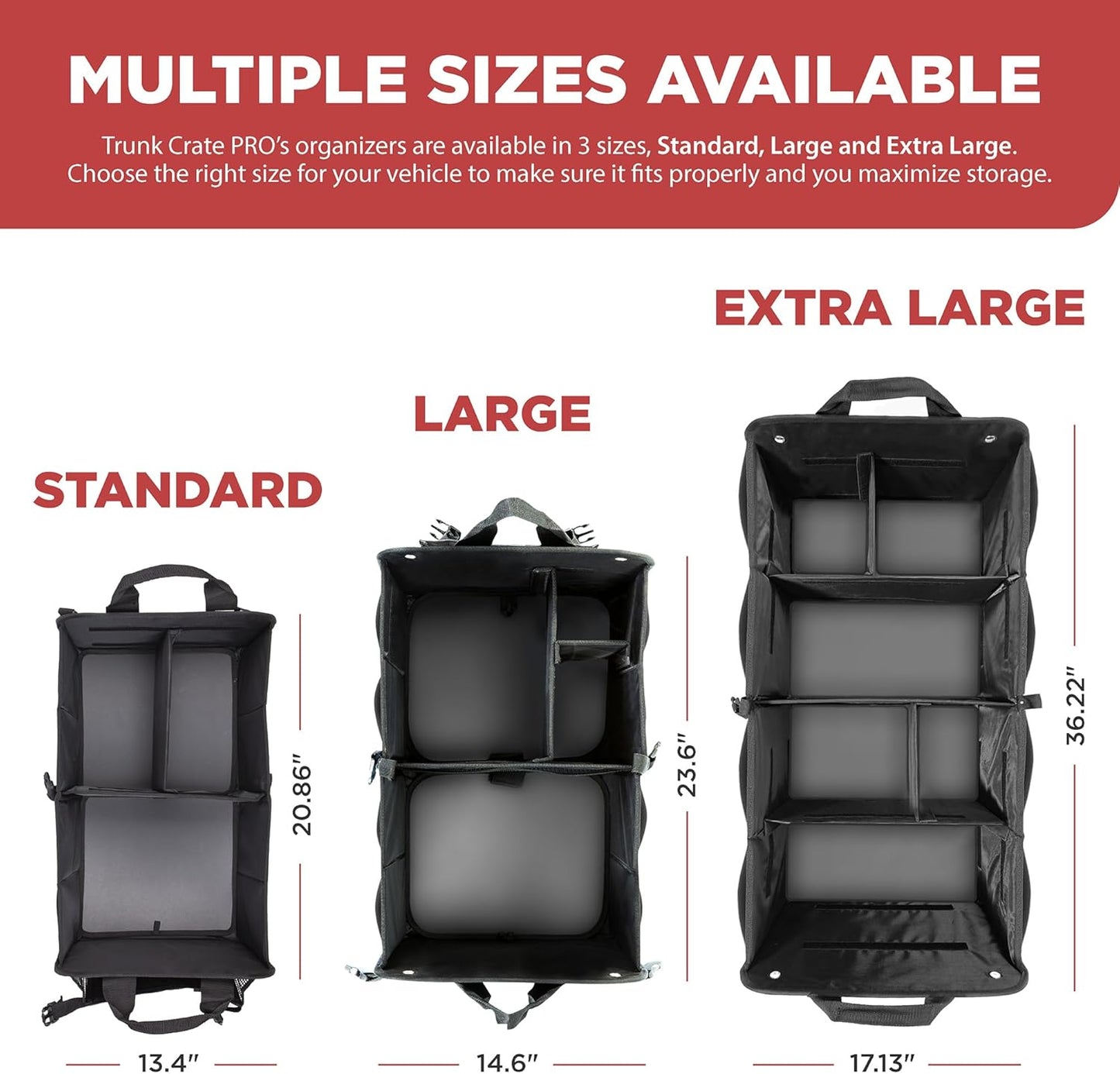 TRUNKCRATEPRO Car Trunk Organizer - Premium Adjustable & Collapsible Design | Large Size, Black with Non-Slip Bottom