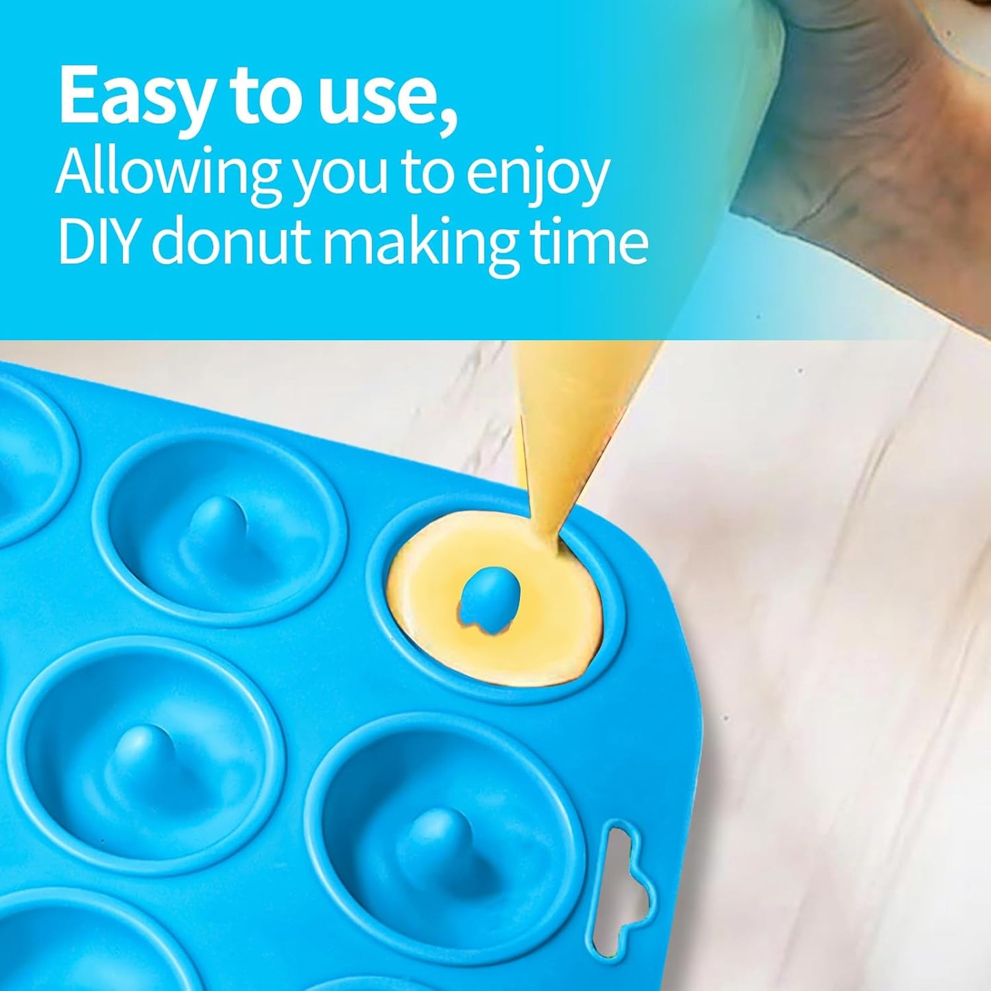 Skiennix Silicone Donut Pan - 12 Hole Mini Donut Molds | Heat Resistant & Non-Stick, Dishwasher Safe