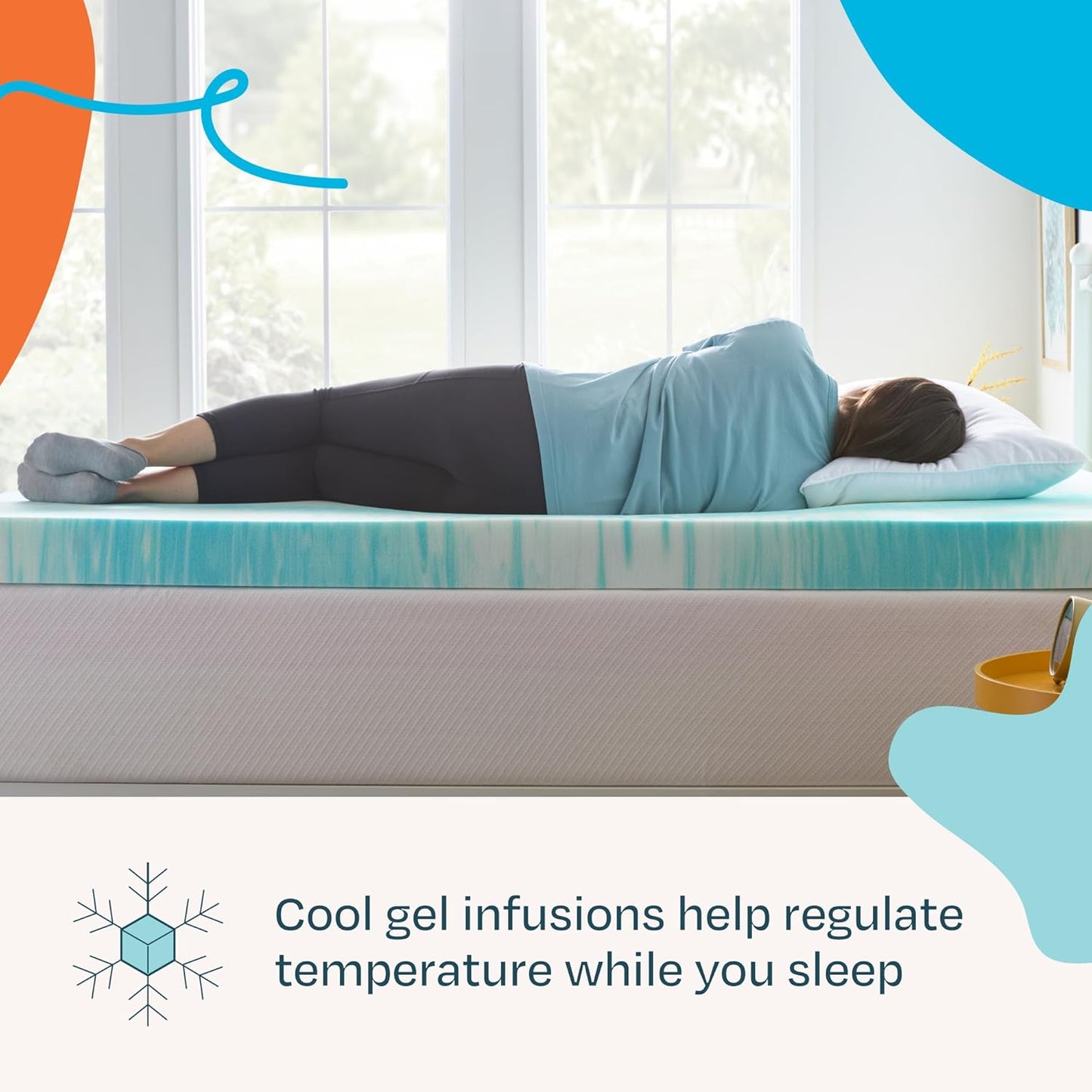 Linenspa 4 Inch King Size Gel Memory Foam Mattress Topper - Cooling & Pressure Relieving Design