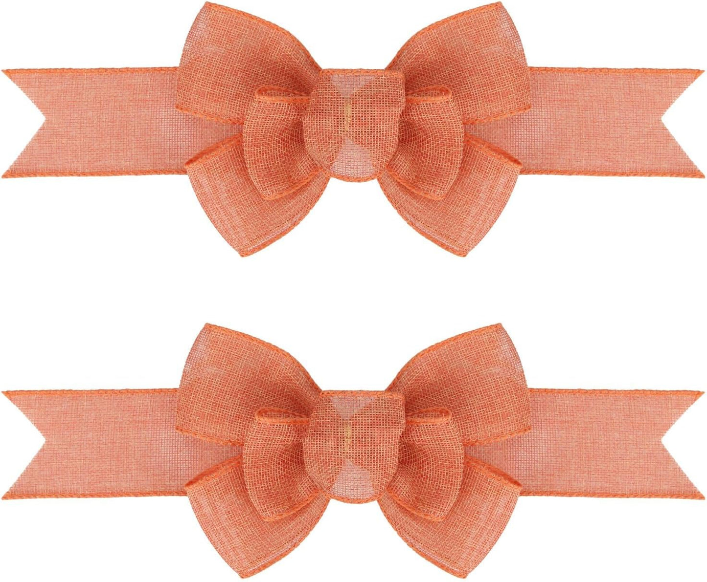 Meseey Orange Burlap Bows - 2 Pcs Premade Gift Wrapping & Holiday Decor | Perfect for Trees, Wreaths & Doors