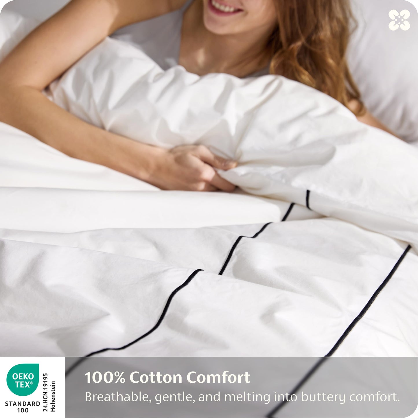 Bedsure 100% Cotton Percale Duvet Cover Queen, Luxury Hotel Duvet Cover, White Comforter Cover with Frame Embroidery, PureWoven Breathable & Lightweight Bedding Set for All Season, 3 Pieces, 90"x90"