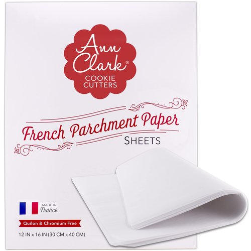 Ann Clark Cookie Cutters Parchment Paper Sheets for Baking, Made in France, Natural Nonstick 16" x 12" Precut 100 Sheets