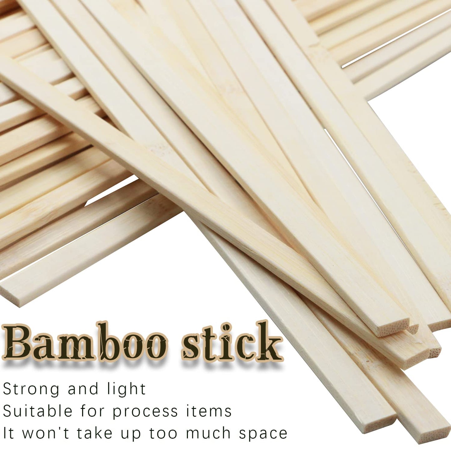 Fansunta 100pcs 15.7x0.35 Inch Strong Natural Bamboo Sticks, Wooden Craft Sticks, Extra Long Sticks, Wood Strips for Craft Projects