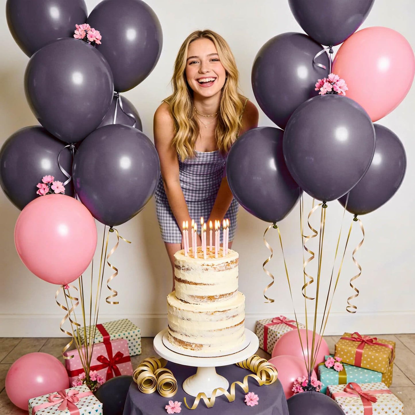 110pcs Dusty Purple Balloon 12 Inch, Dusty Purple Latex Balloons for Birthday Party Baby Shower Wedding(with 2 Ribbons).