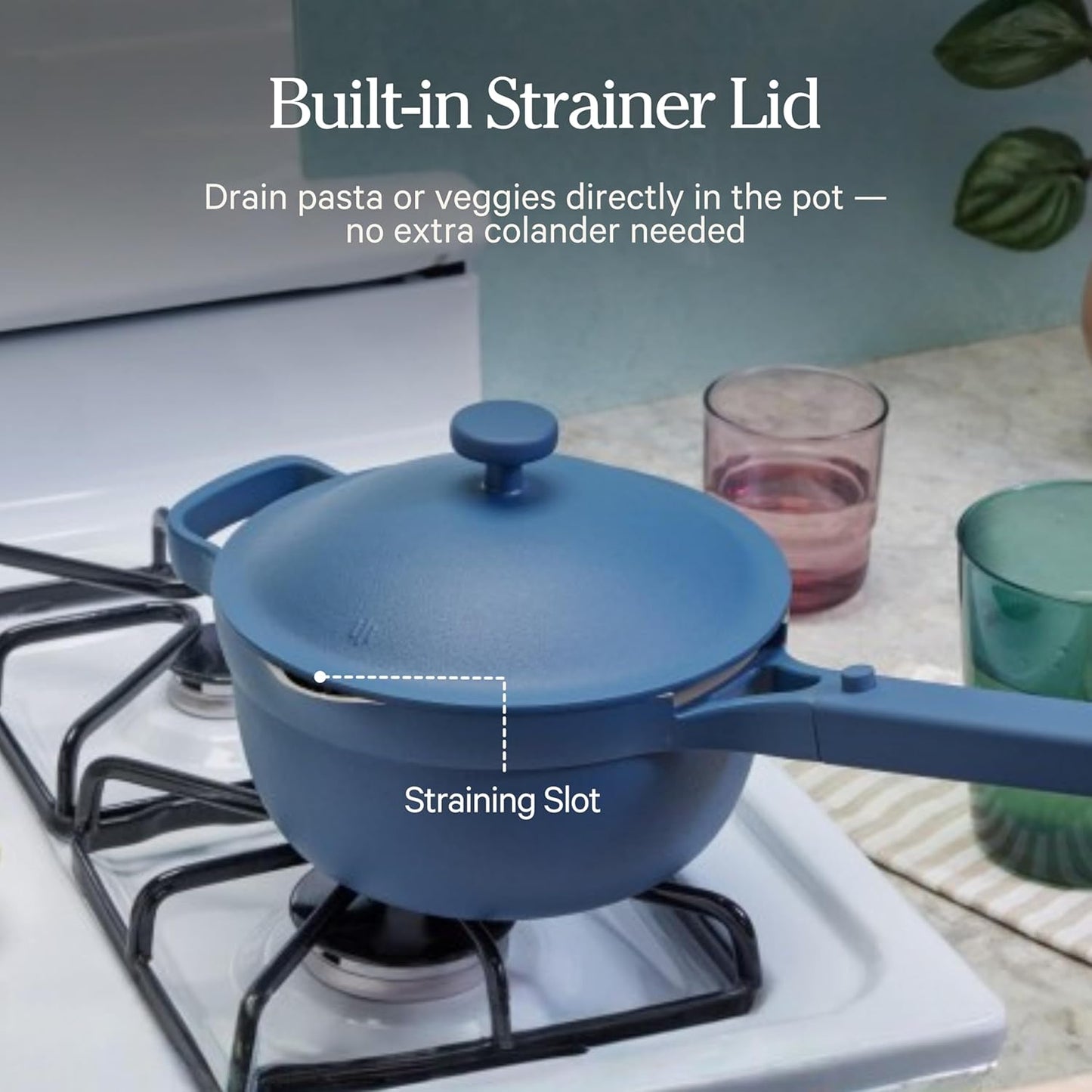 Our Place Mini Perfect Pot - 2.5 Qt Ceramic Cookware with Lid & Spatula | PFAS-Free Nonstick, Induction & Oven-Safe Up to 450°F