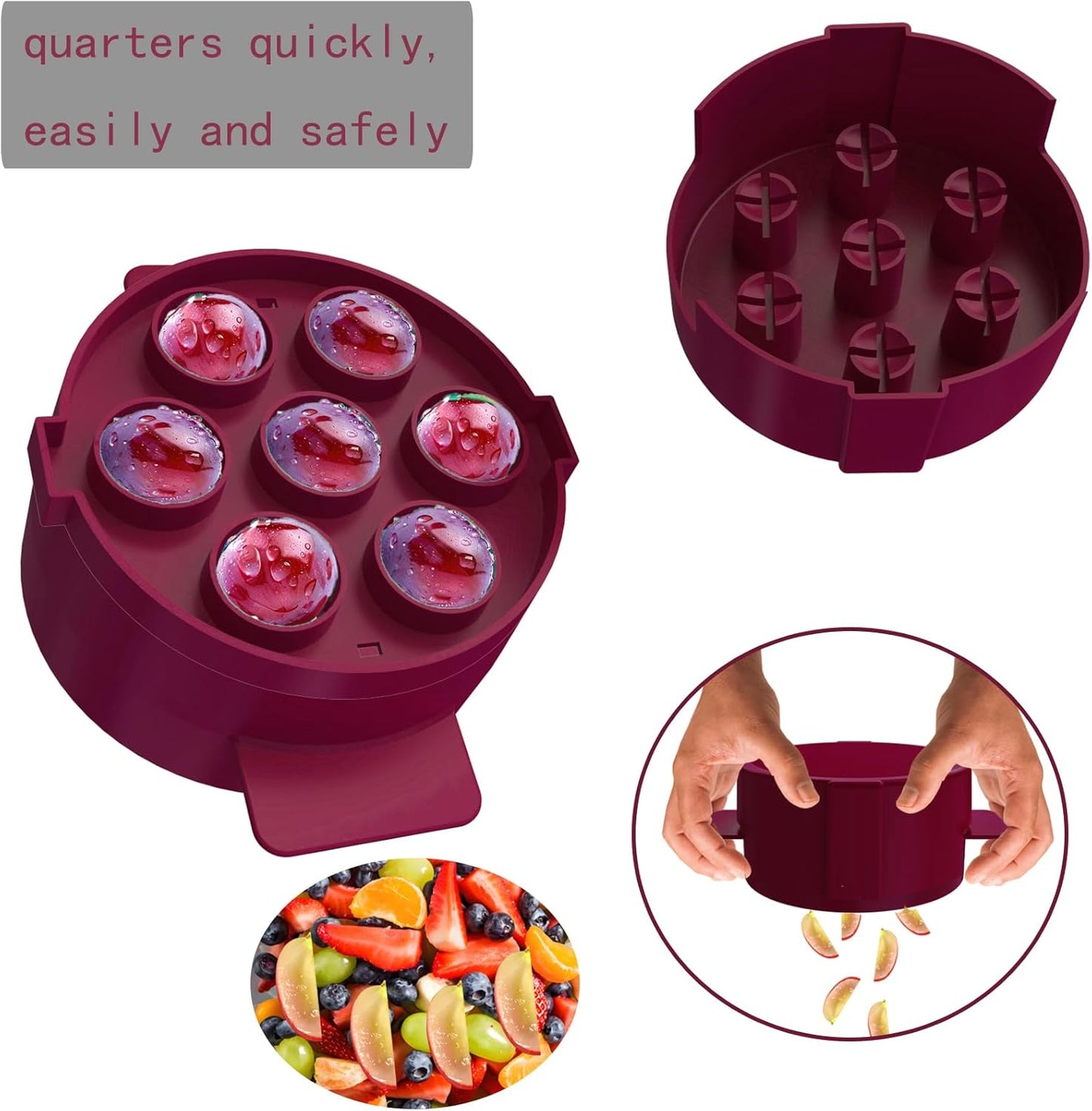 Skiennix Grape Cutter Tool - Safe Slicing Gadget for Toddlers | 7 Individual Holes for Fruits & Salad