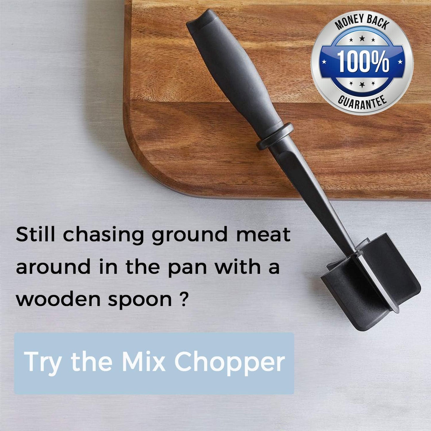 Meat Chopper - 5 Curve Blades Heat Resistant Tool for Ground Beef, Turkey & More | Nylon Masher Utensil