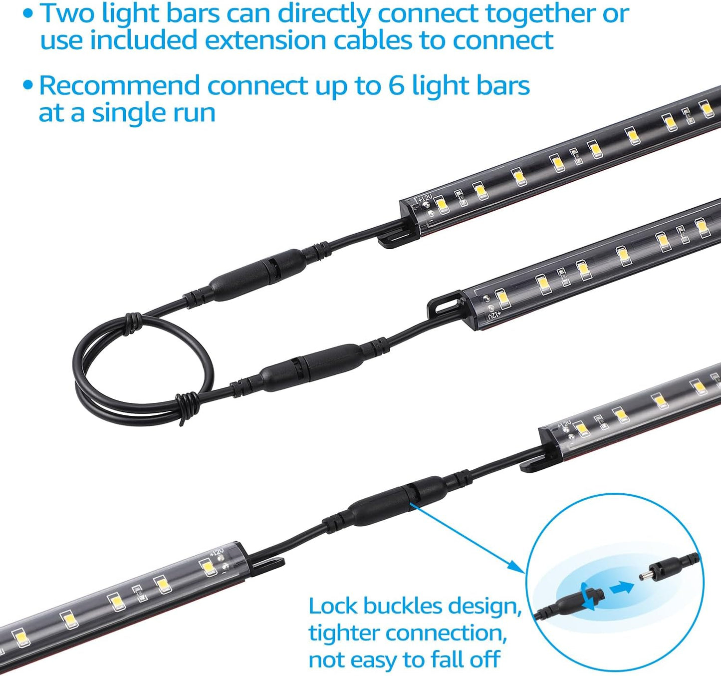 TORCHSTAR LED Lighting Kit - 6 Linkable 12-Inch Light Bars with Motion Sensor & UL Power Adapter | 900LM, 5000K Daylight
