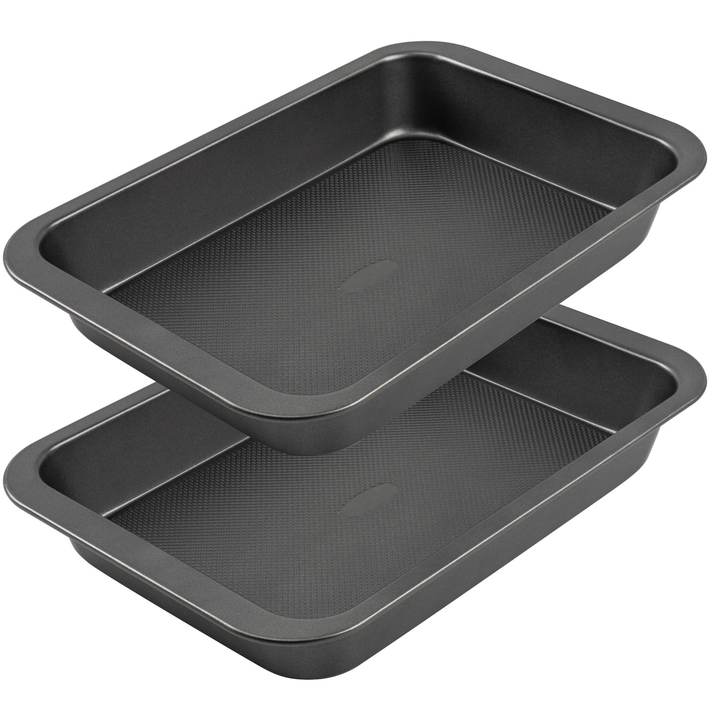 Tiawudi Cake Pan, Nonstick Baking Pan for Cake, Bread, Brownie or Lasagna, Heavy Duty Baking Dish with Diamond Texture Pattern and Wide Grips, Set of 2