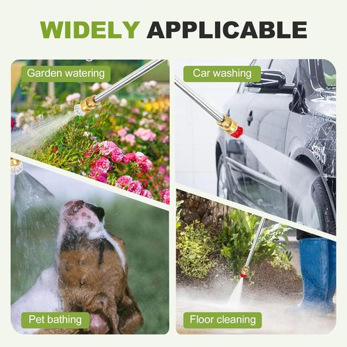 Jet Nozzle Power Washer Wand - 2026 Model with 3 Interchangeable Nozzles for Car & Garden Cleaning (Grey)