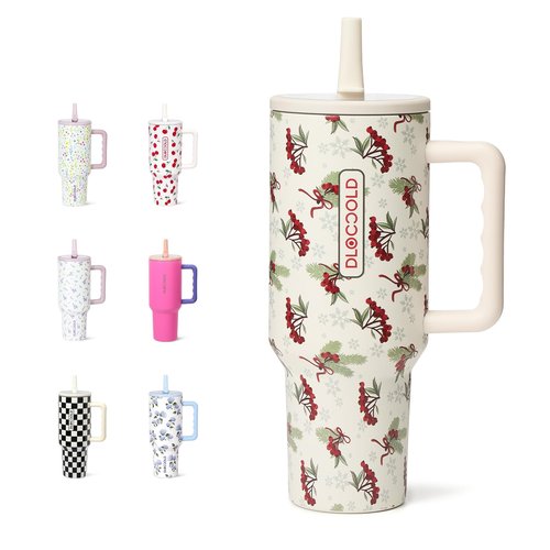 DLOCCOLD 40 oz Tumbler with Handle and Flip Straw, 100% Leak Resistant Leak-Proof Tumbler with Lid and Straw, Insulated Stainless Steel Travel Coffee Mug, Keeps Cold or Hot, Car Cupholder Friendly