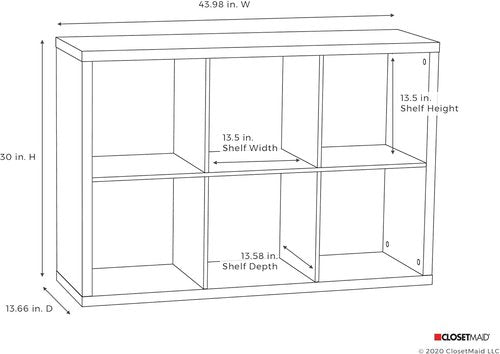 ClosetMaid 6-Cube Storage Shelf Organizer - Easy Assembly Wood Bookshelf in Black Walnut Finish