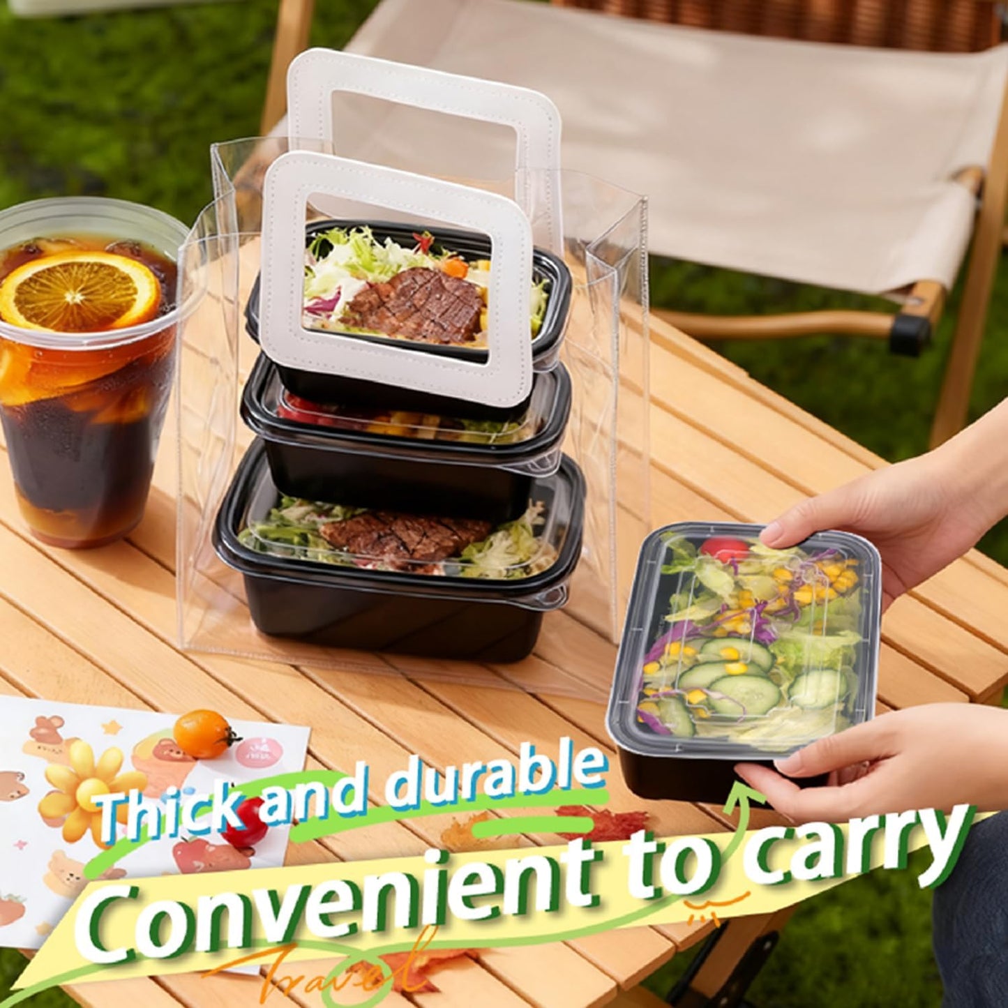 Skiennix Meal Prep Containers - BPA-Free, Stackable & Leak-Resistant Bento Box | 24 Ounces, Microwave & Dishwasher Safe