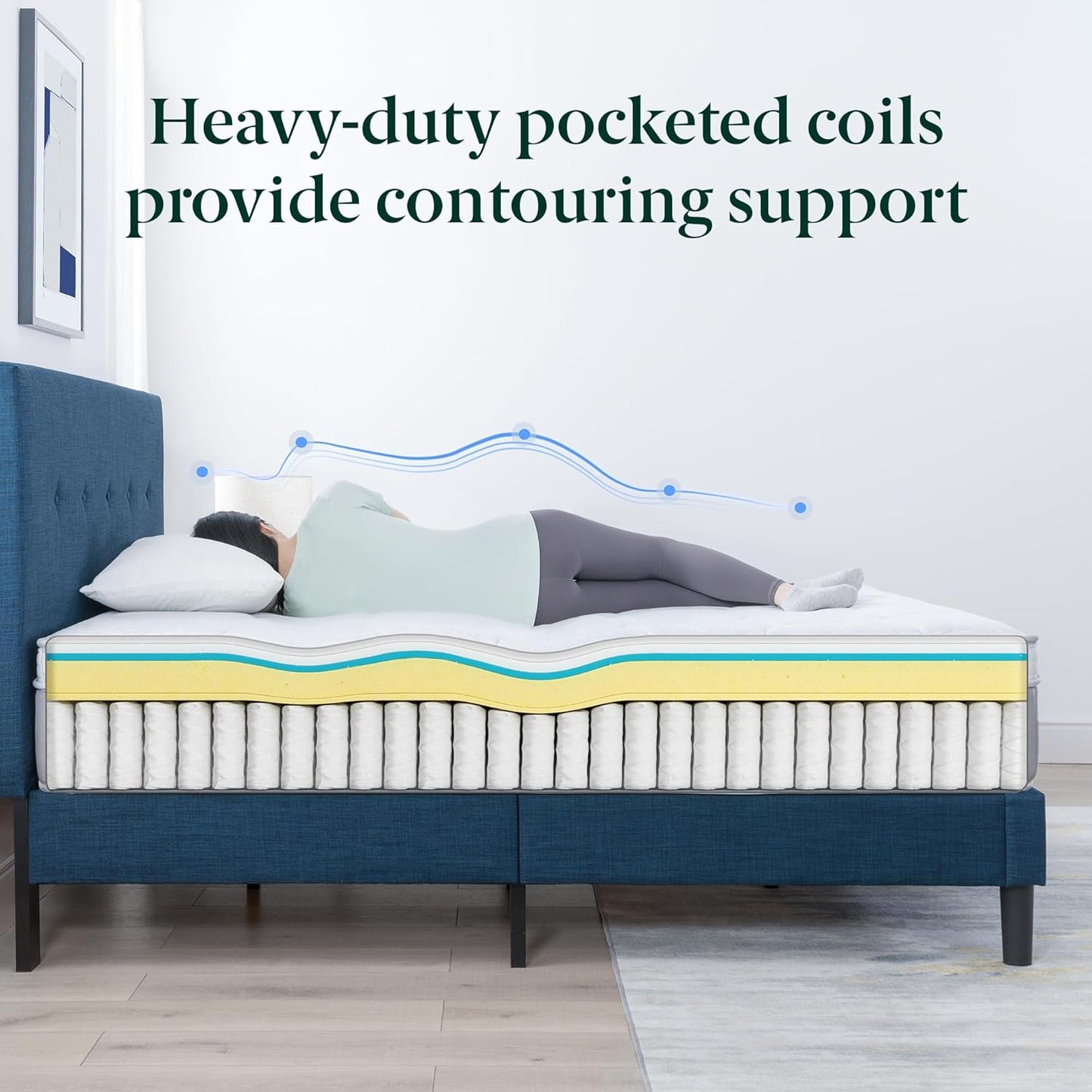 Zinus Cool Support Hybrid Mattress - 13 Inch Cooling Gel Memory Foam | Medium Firm, Queen Size, CertiPUR-US Certified