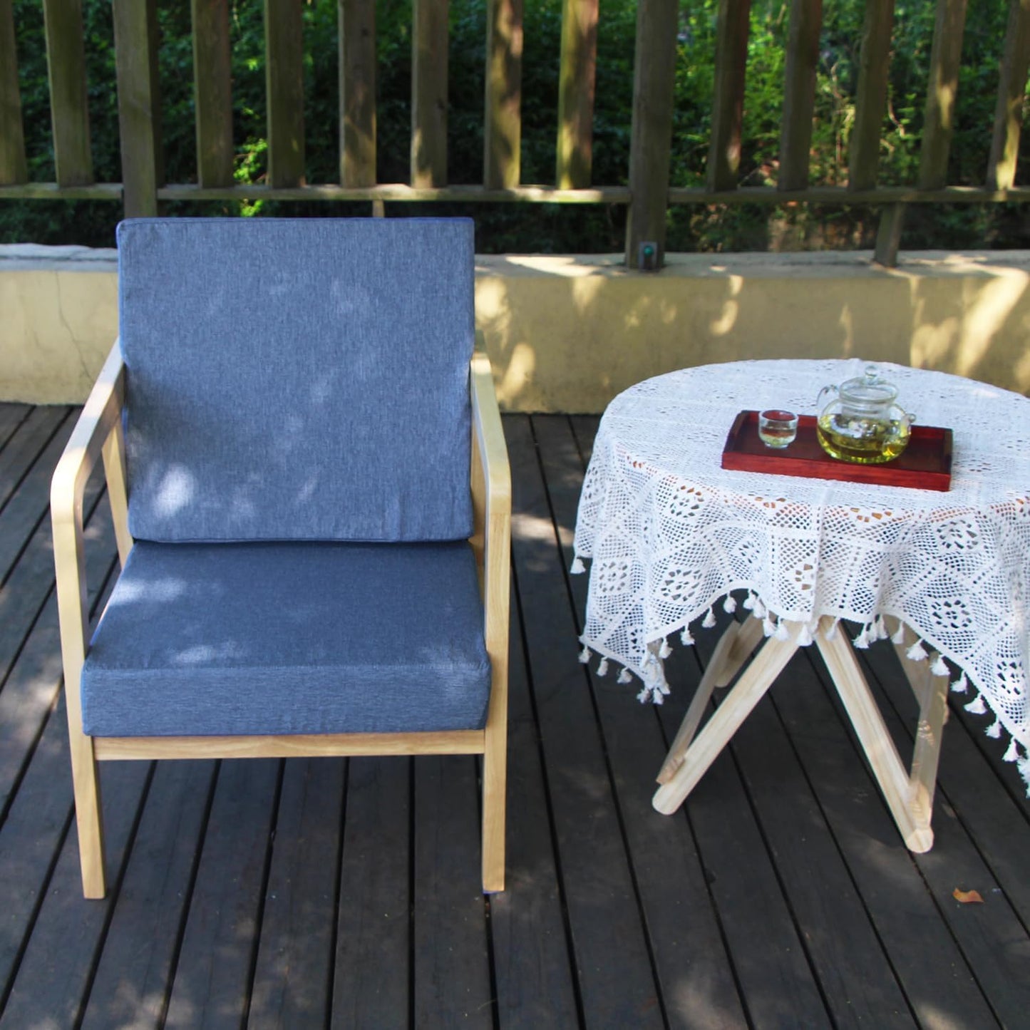 Skiennix Patio Seat Cushion Covers - Waterproof Washable Slipcovers for Outdoor Furniture | Denim Blue, 24" x 24" x 4" (4 Covers)