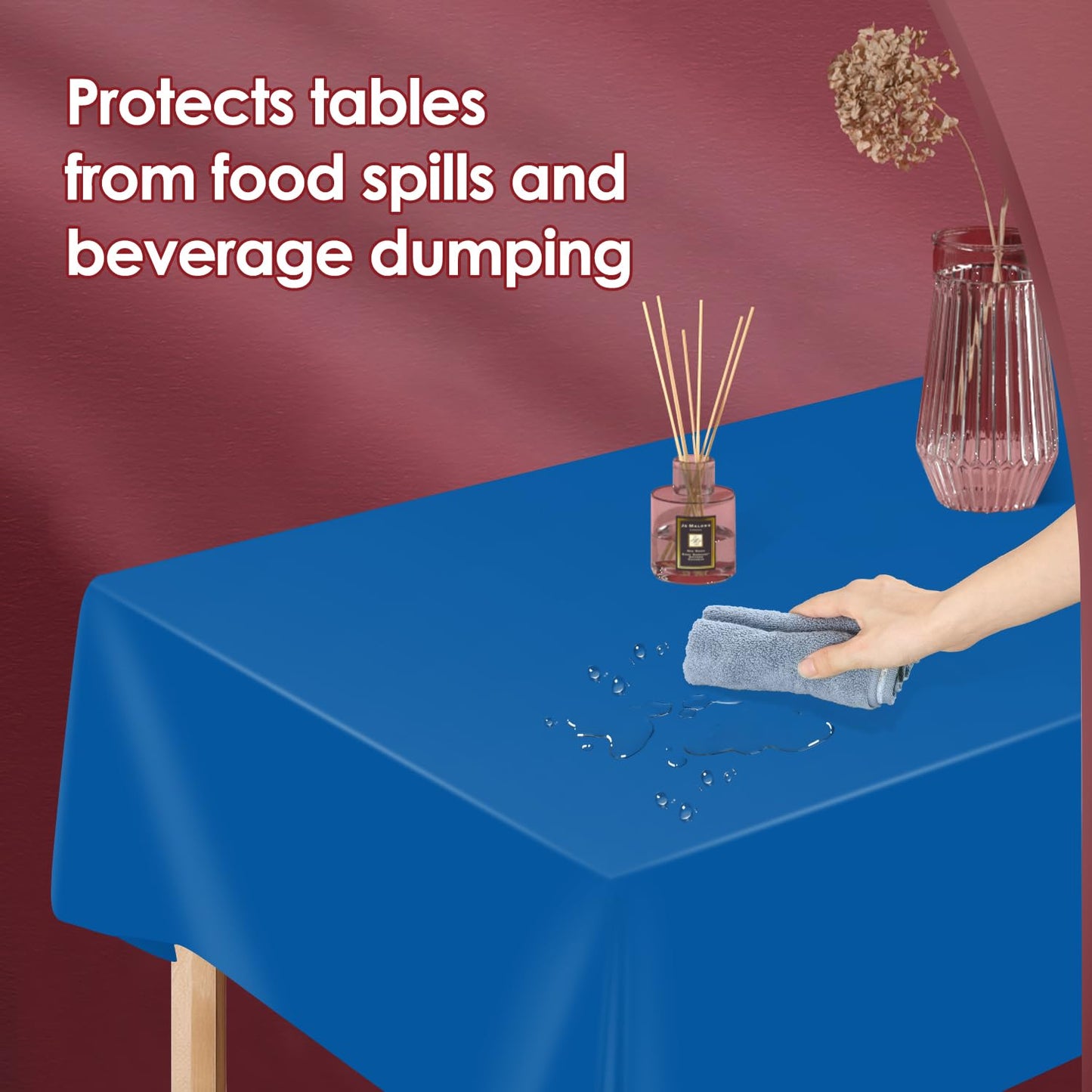 Xnluothsk Blue 5 Pack 54 x 108 Inch Plastic Tablecloth Disposable Tablecloth for Rectangle Table, Party Plastic Table Cloth