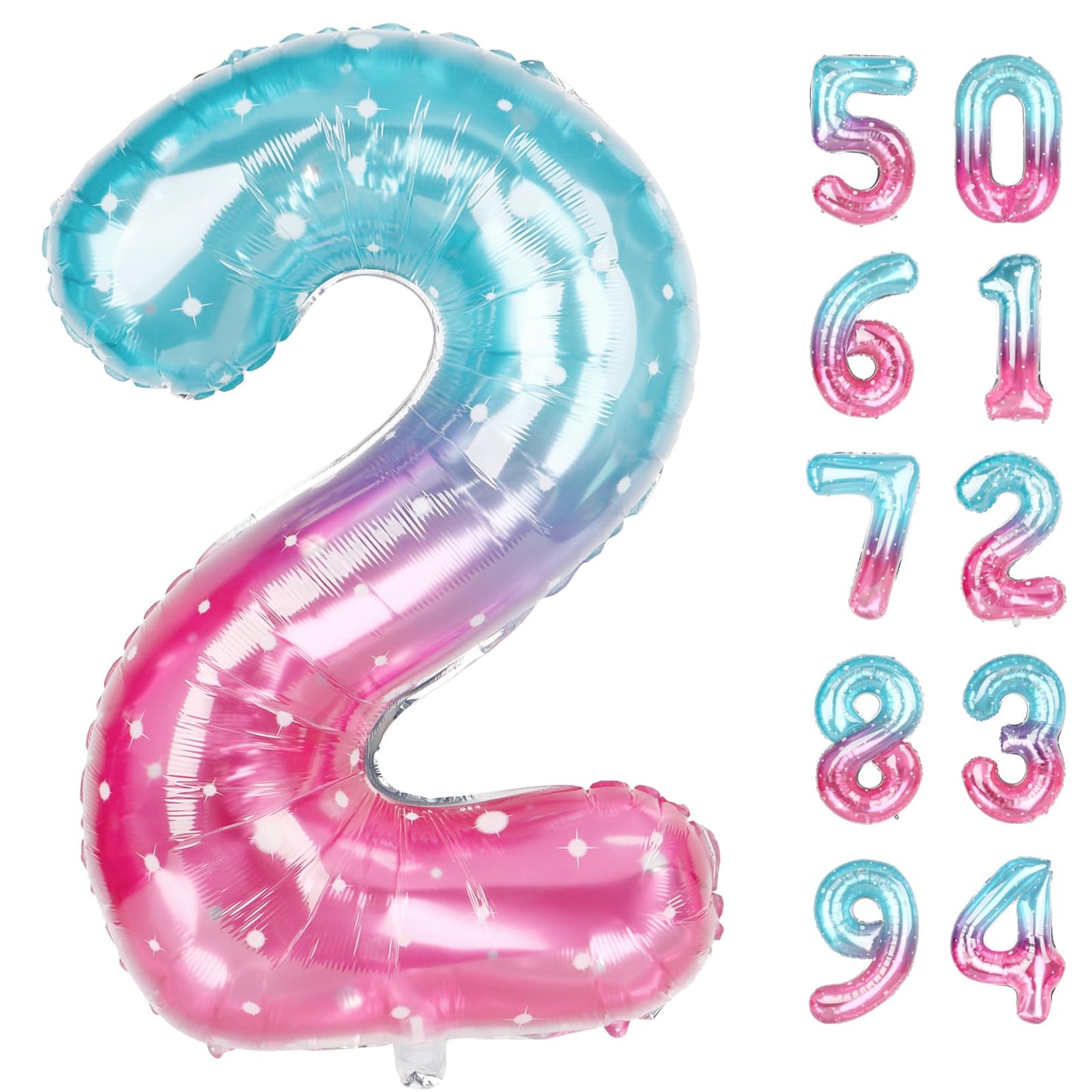 Starry Sky 2 Balloon, Number Balloons 40 Inch, 2nd Balloon Number Birthday Decorations, Second Two Birthday Party Supplies, Number 2 Balloon