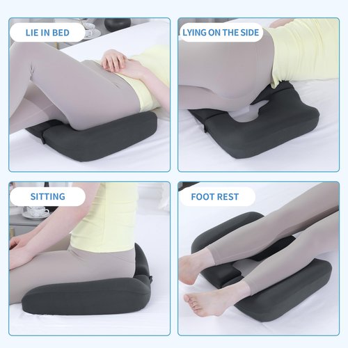 HOMBYS Gel Seat Cushion Bed Sore Cushions for Butt, Memory Foam Bedsore Pressure Relief Pillow for Tailbone Pain, T Shaped Opening Hemorrhoid Pillow for Sitting, Sleeping (Gray)