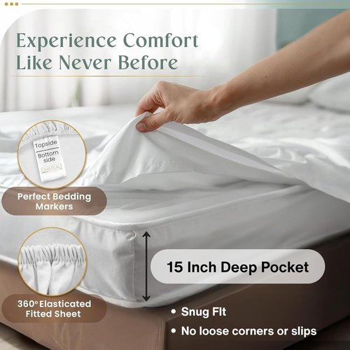 800 Thread Count Queen Sheet Set | 100% Egyptian Cotton - Ultra-Soft White Sheets with Deep Pockets