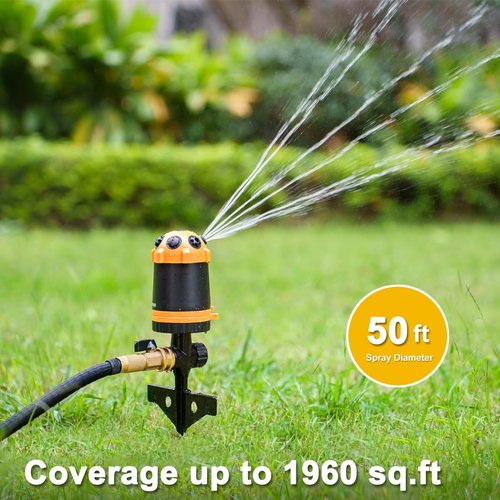 FANHAO Gear Drive Lawn Sprinkler - Heavy Duty 6-Pattern Irrigation System for Large Yards & Gardens