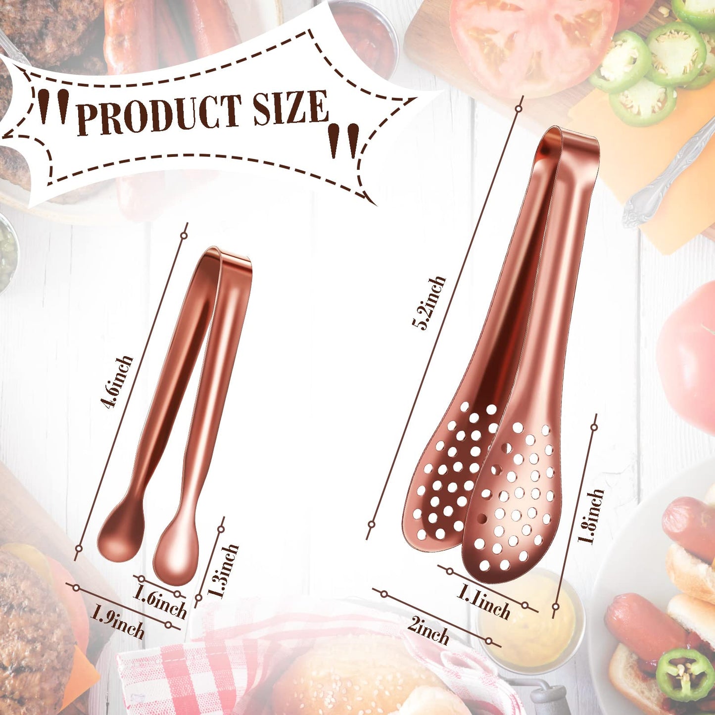 Vesici 12 Pieces Mini Serving Tongs 5 Inch Small Tongs Serving Utensils, Ice Pincers Mini Sugar Pincers, Small Pliers for Appetizers, Tea Party, Coffee Bar, Desserts(Rose Gold)