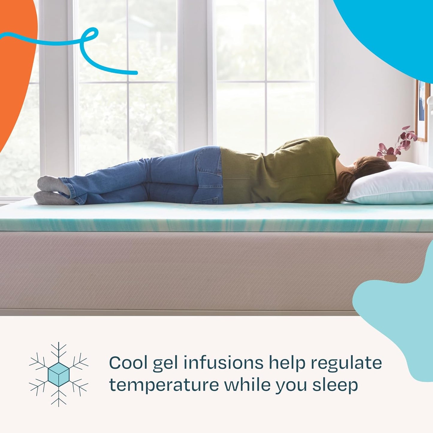 Linenspa 2 Inch Gel Memory Foam Mattress Topper - Twin Size, Cooling & Pressure Relieving | CertiPUR Certified