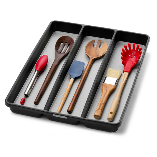 madesmart Classic Large Utensil Tray Soft Grip, Non-Slip Kitchen Drawer, Multi-Purpose Home Organization, BPA Free, Granite