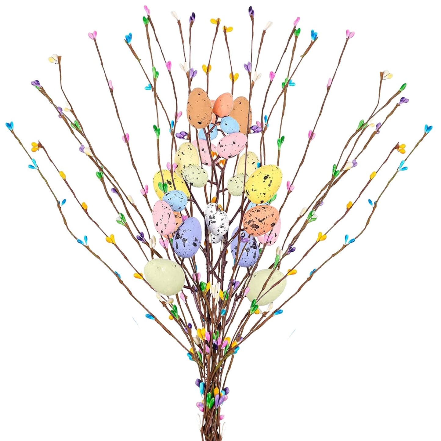 ToBeIT 26pcs Easter Egg Flower Stems Decorations Artificial Easter Spray Vine Eggs Spring Flowers with Easter Egg for Flower Arrangements Wreath Centerpiece