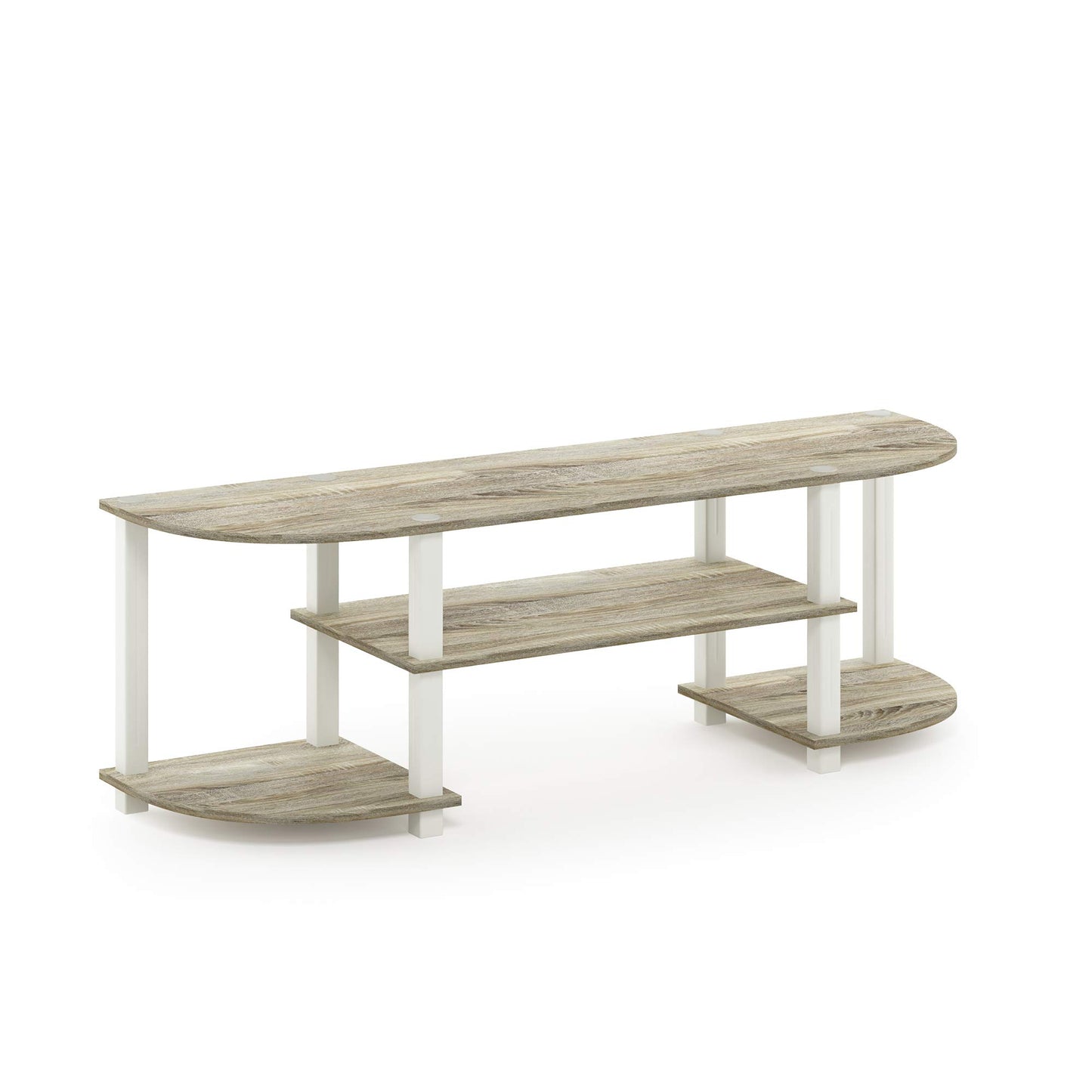 Furinno Turn-S-Tube Wide TV Entertainment Center, Sonoma Oak/White, 47. 25x13. 4x15. 9